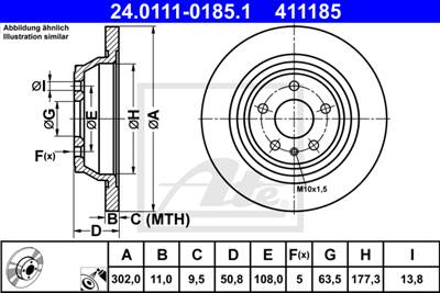 ATE 24.0111-0185.1 - féktárcsa FORD