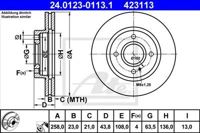 ATE 24.0123-0113.1 - féktárcsa FORD