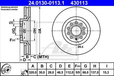 ATE 24.0130-0113.1 - féktárcsa AUDI SEAT
