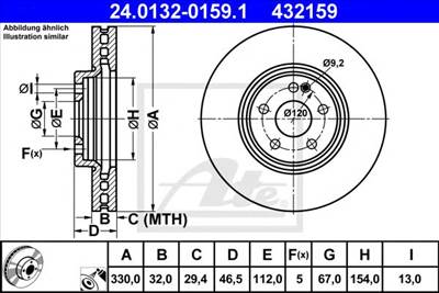 ATE 24.0132-0159.1 - féktárcsa CHRYSLER MERCEDES-BENZ