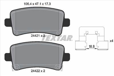 Fékbetét készlet TEXTAR 2442101 for OPEL, GENERAL MOTORS, CHEVROLET, BUICK, …