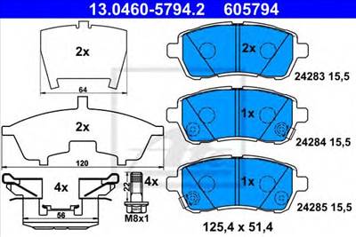 ATE 13.0460-5794.2 - fékbetét DAIHATSU FORD MAZDA SUBARU SUZUKI