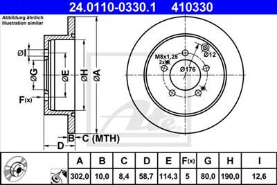 ATE 24.0110-0330.1 - féktárcsa CITROËN MITSUBISHI PEUGEOT