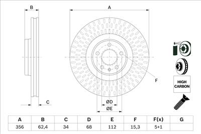 BOSCH 0 986 479 E39 - féktárcsa AUDI