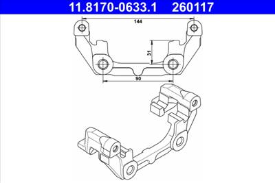 ATE 11.8170-0633.1 - féknyereg tartó OPEL SAAB VAUXHALL