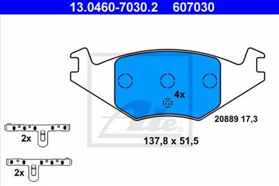 ATE 13.0460-7030.2 - fékbetét SEAT VW