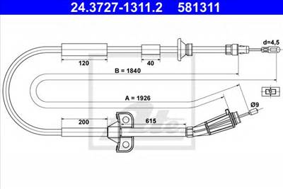 ATE 24.3727-1311.2 - Kézifék bowden VOLVO