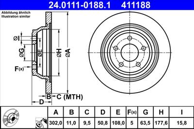 ATE 24.0111-0188.1 - féktárcsa FORD