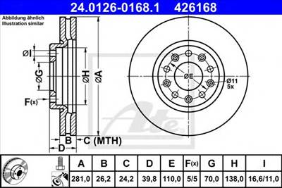 ATE 24.0126-0168.1 - féktárcsa ALFA ROMEO FIAT JEEP