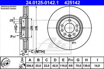 ATE 24.0125-0142.1 - féktárcsa OPEL SAAB VAUXHALL