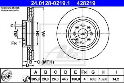 ATE 24.0128-0219.1 - féktárcsa ABARTH
