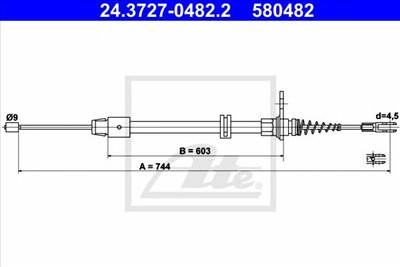 ATE 24.3727-0482.2 - Kézifék bowden MERCEDES-BENZ