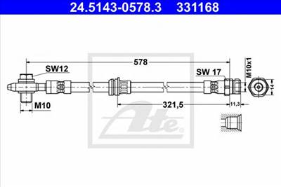 ATE 24.5143-0578.3 - fékcső AUDI VW