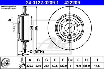 ATE 24.0122-0209.1 - féktárcsa BMW