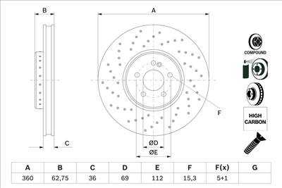 BOSCH 0 986 479 G38 - féktárcsa MERCEDES-BENZ