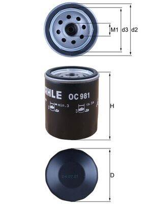 MAHLE OC 981 - olajszűrő AC AUSTIN DODGE FORD FORD USA JEEP LEXUS MERCEDES-BENZ ROVER SAAB SEAT SKOD