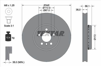 TEXTAR 92288825 - féktárcsa ALPINA BMW BMW (BRILLIANCE) TOYOTA