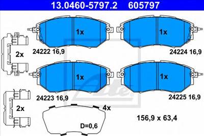 ATE 13.0460-5797.2 - fékbetét SUBARU