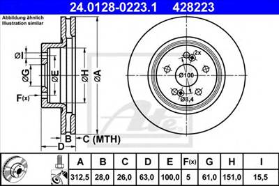 ATE 24.0128-0223.1 - féktárcsa RENAULT