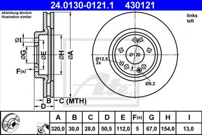 ATE 24.0130-0121.1 - féktárcsa MERCEDES-BENZ
