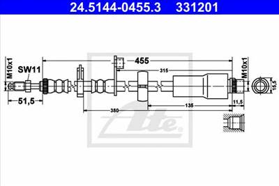 ATE 24.5144-0455.3 - fékcső CITROËN FIAT PEUGEOT