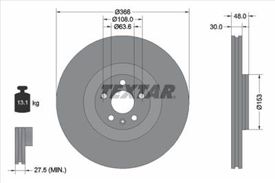 TEXTAR 92308905 - féktárcsa VOLVO VOLVO ASIA