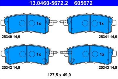 ATE 13.0460-5672.2 - fékbetétkészlet, tárcsafék INFINITI NISSAN
