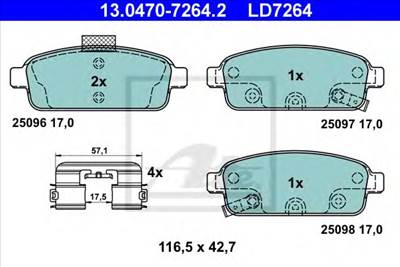 ATE 13.0470-7264.2 - fékbetét CHEVROLET OPEL VAUXHALL