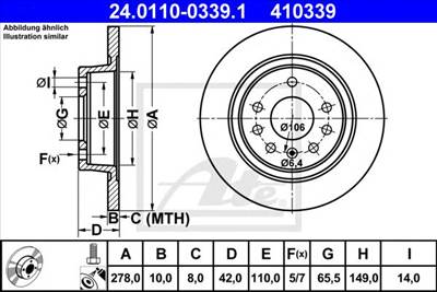 ATE 24.0110-0339.1 - féktárcsa OPEL VAUXHALL