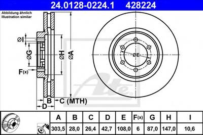 ATE 24.0128-0224.1 - féktárcsa HYUNDAI