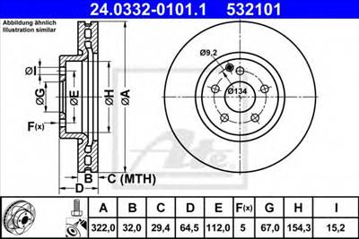 ATE 24.0332-0101.1 - féktárcsa MERCEDES-BENZ