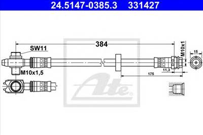 ATE 24.5147-0385.3 - fékcső SEAT VW