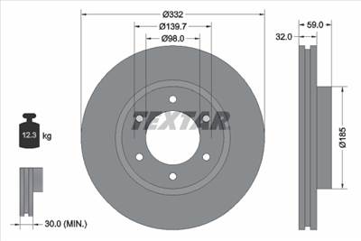 TEXTAR 92320803 - féktárcsa CHANGAN FORD FORD (JMC) FORD ASIA / OCEANIA FORD ASIA / OZEANIA FORD AUS