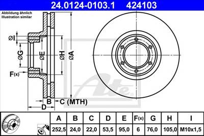 ATE 24.0124-0103.1 - féktárcsa OPEL RENAULT VAUXHALL
