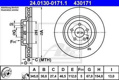 ATE 24.0130-0171.1 - féktárcsa MERCEDES-BENZ