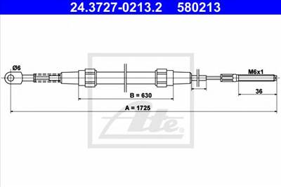 ATE 24.3727-0213.2 - Kézifék bowden BMW