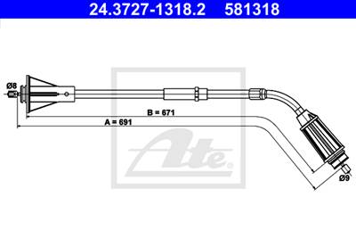 ATE 24.3727-1318.2 - Kézifék bowden VOLVO