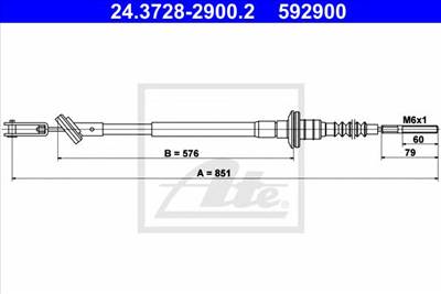 ATE 24.3728-2900.2 - kuplung bowden CHEVROLET DAEWOO