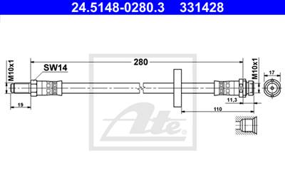 ATE 24.5148-0280.3 - fékcső FORD