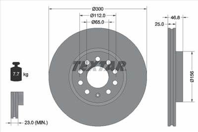 TEXTAR 92333103 - féktárcsa MG MG (SAIC) R AUTO ROEWE (SAIC)
