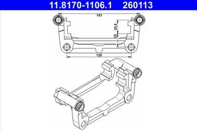 ATE 11.8170-1106.1 - féknyereg tartó CHEVROLET OPEL VAUXHALL