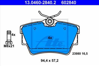ATE 13.0460-2840.2 - fékbetét FIAT NISSAN OPEL RENAULT VAUXHALL