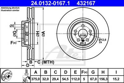 ATE 24.0132-0167.1 - féktárcsa MERCEDES-BENZ