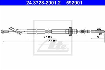 ATE 24.3728-2901.2 - kuplung bowden CHEVROLET DAEWOO