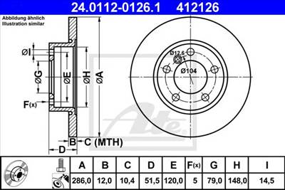 ATE 24.0112-0126.1 - féktárcsa BMW