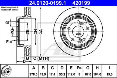 ATE 24.0120-0199.1 - féktárcsa MERCEDES-BENZ