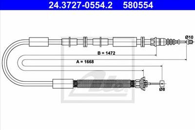 ATE 24.3727-0554.2 - Kézifék bowden FIAT
