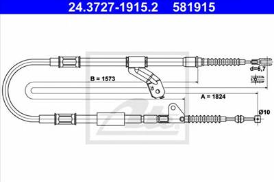 ATE 24.3727-1915.2 - Kézifék bowden TOYOTA
