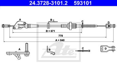 ATE 24.3728-3101.2 - kuplung bowden HYUNDAI