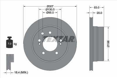 TEXTAR 92341003 - féktárcsa SSANGYONG